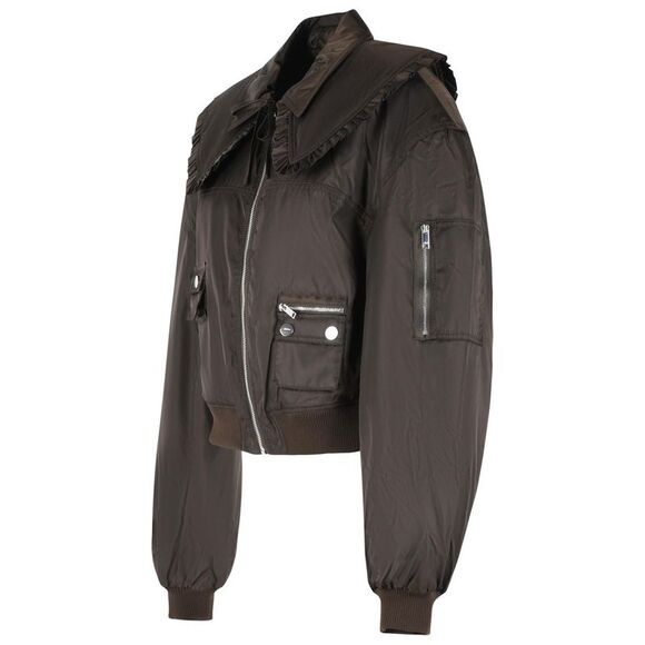 Ganni Brown Polyamide Bomber Jacket Women